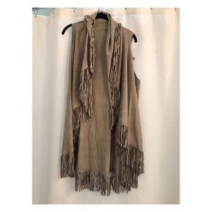 Grey fringe vest